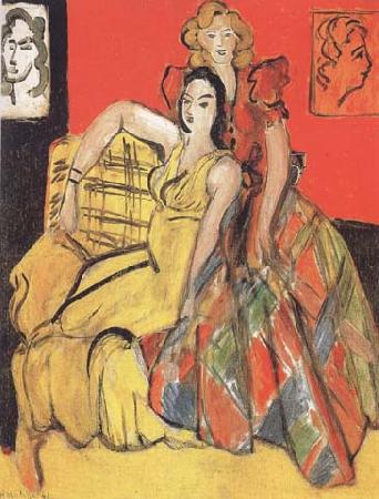 Henri Matisse Two Young Girls the Yellow Dress and the Tartan Dress (mk35) oil painting image